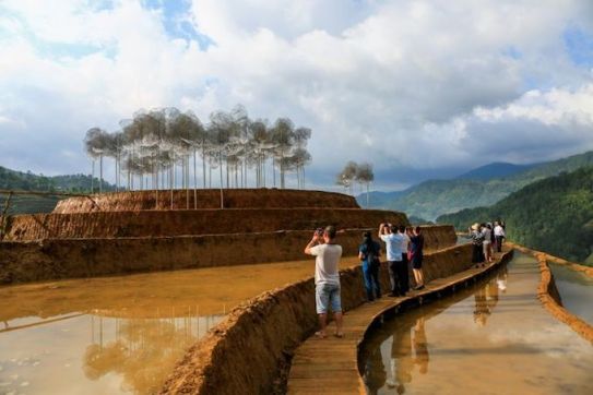 'Crystal cloud' installation draws crowds to Vietnam rice terrace